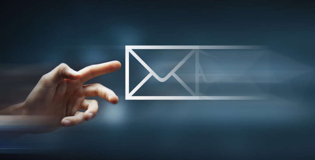 business man presses message on touch screen. (c) AdobeStock