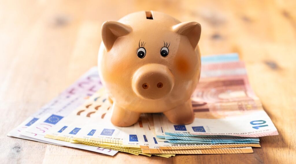 »14,1 Mrd. nach Steuern« – Regierung beschließt Bankenrettungsschirm 1 Ein Sparschwein auf Euro Scheinen, Stichwort Bankenrettungsschirm.
(c) AdobeStock