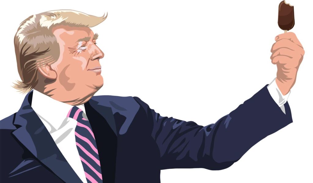 Der Trump-Effekt: Warum Millionen Amerikaner (immer noch) für »SleepyDon« stimmen 1 Trump, der ein Eis am Stil in seiner Hand hält.
(c) Pixabay.com/ K2