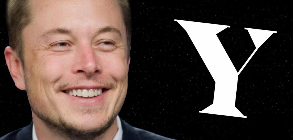 Elon Musk lachend, daneben ein großes Y. (c) Pixabay.com/ K2