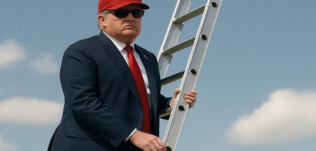 Trump auf einer Leiter. (c) Dall-E